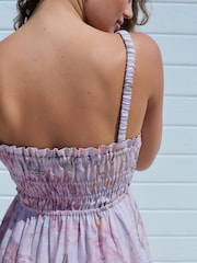 Lilac Purple 100% Linen Midi Dress - Image 4 of 12
