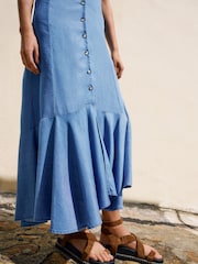 Blue Button Down Midi Dress - Image 5 of 8
