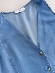 Blue Button Down Midi Dress - Image 8 of 8