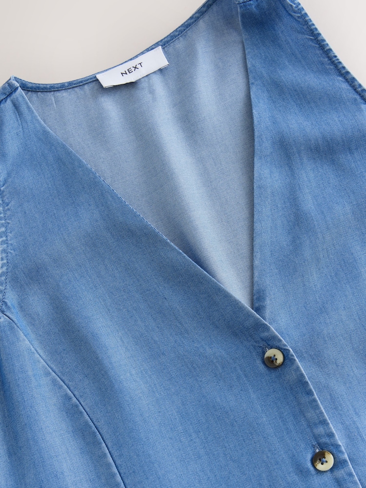 Blue Button Down Midi Dress - Image 8 of 8