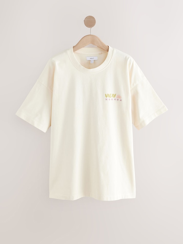 Crema - Graphic Print Beach T-Shirt - Imagen 1 de 4 Crema - Graphic Print Beach T-Shirt - Imagen 1 de 4