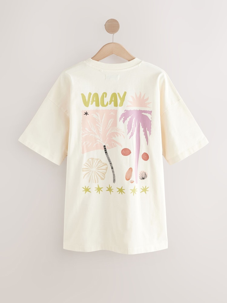 Crema - Graphic Print Beach T-Shirt - Imagen 2 de 4 Crema - Graphic Print Beach T-Shirt - Imagen 2 de 4