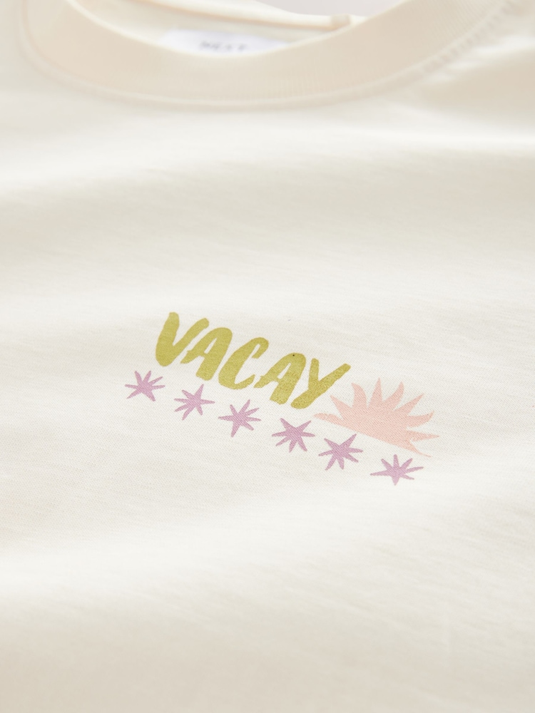 Cream Graphic Print Beach T-Shirt - Image 4 of 4