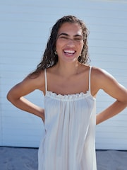 Cream Volume Cotton Maxi Dress - Image 4 of 4