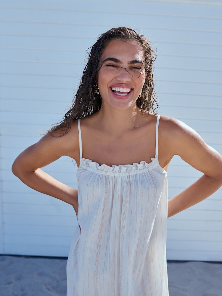 Cream Volume Cotton Maxi Dress - Image 4 of 4