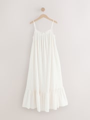 Creme - Volume Cotton Maxi Dress - Bild 5 von 7