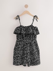 Black/White Textured Jersey Frill Bandeau Playsuit - Image 1 of 3