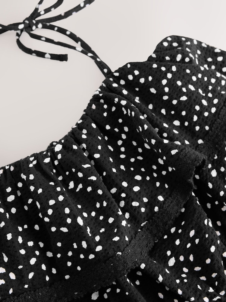 Black/White Textured Jersey Frill Bandeau Playsuit - Image 3 of 3