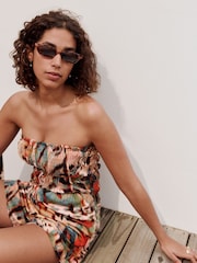 Azul azul-petróleo - Playsuitfranzido estilo bandeau - Imagem 4 de 7