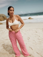 Pink Crochet Wide Leg Trousers - Image 4 of 6