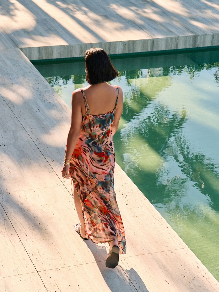 sheer slip dress ASOS DESIGN satin sheer panel maxi slip dress in floral