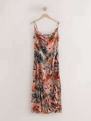 Teal Blue Cowl Neck Sheer Slip Dress - Image 7 of 9