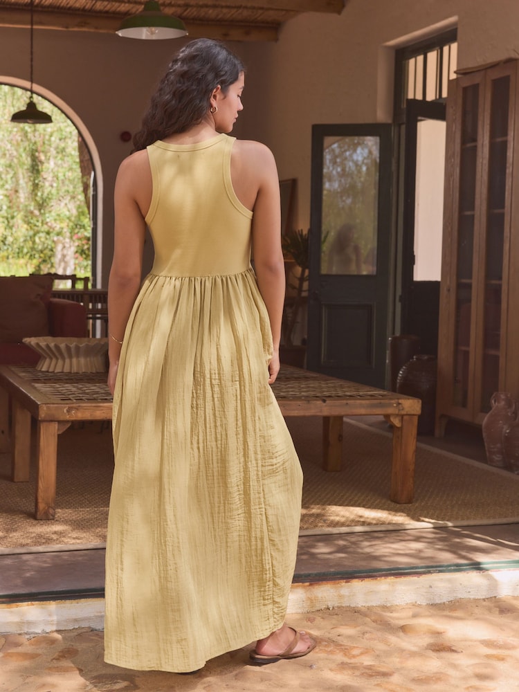 gillian anderson backless dress Halter Neck Slim Fit Solid Front Tie Backless Maxi Dress in Green-  Littlebox India main image 0