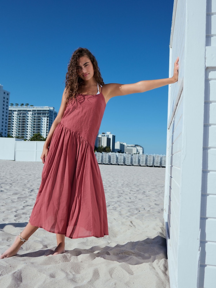 Plum Purple Dropped Waist Slip Maxi Dress - Image 1 of 9