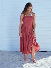 Plum Purple Dropped Waist Slip Maxi Dress - Image 2 of 9