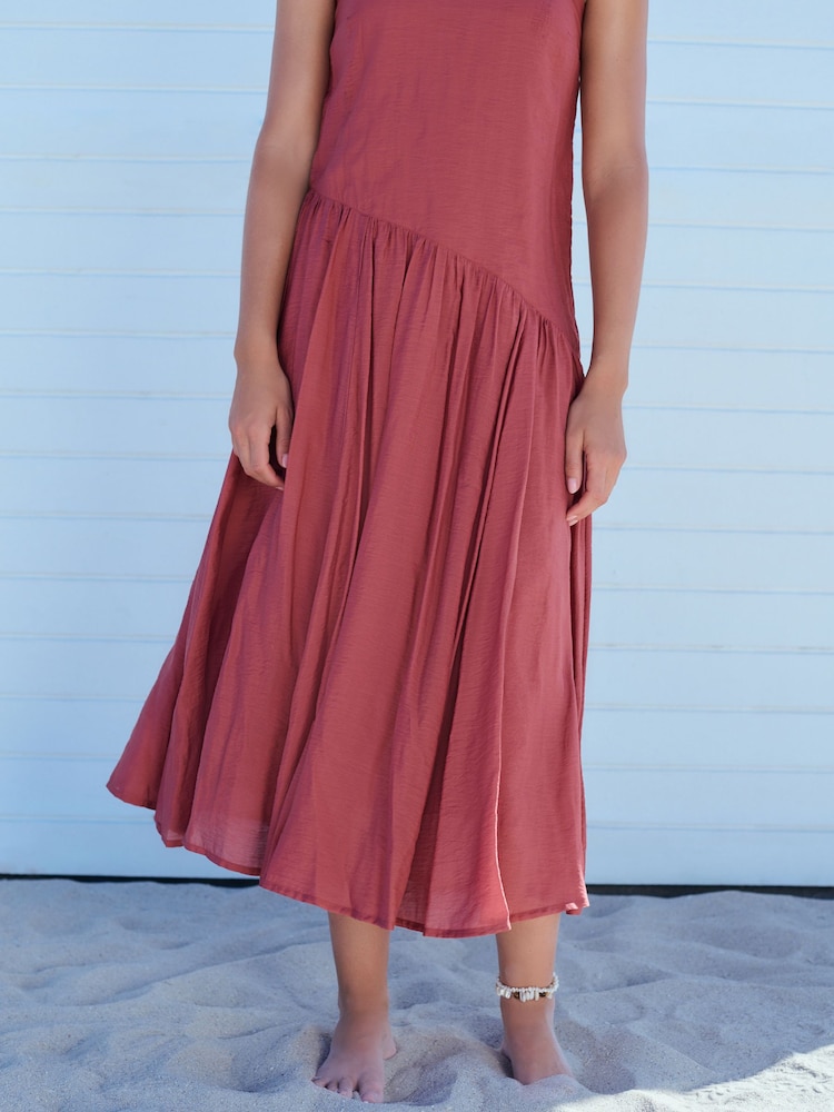 Plum Purple Dropped Waist Slip Maxi Dress - Image 2 of 9