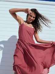 Plum Purple Dropped Waist Slip Maxi Dress - Image 5 of 9