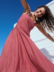 Plum Purple Dropped Waist Slip Maxi Dress - Image 6 of 9