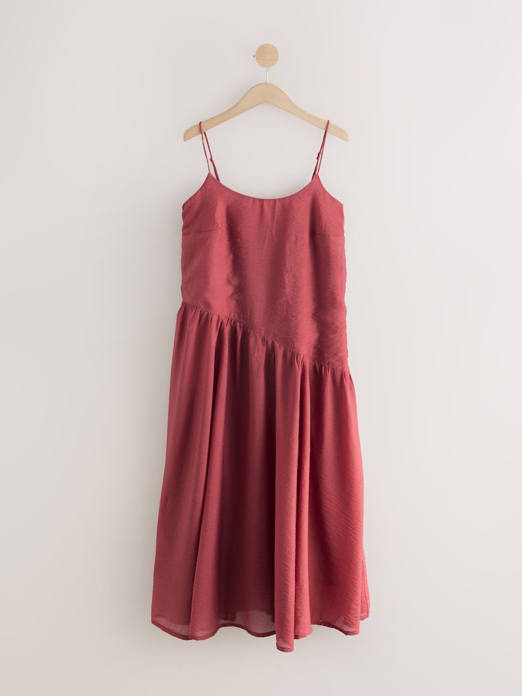 Red Dropped Waist Slip Maxi Dress - Image 7 of 9