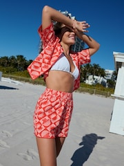 Red/Pink Summer Shorts With Linen - Image 5 of 9