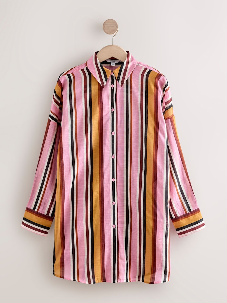Pink/Plum Beach Shirt Cover-Up - Image 8 of 10