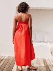 Orange Embroidered Palm Midi Dress - Image 3 of 6