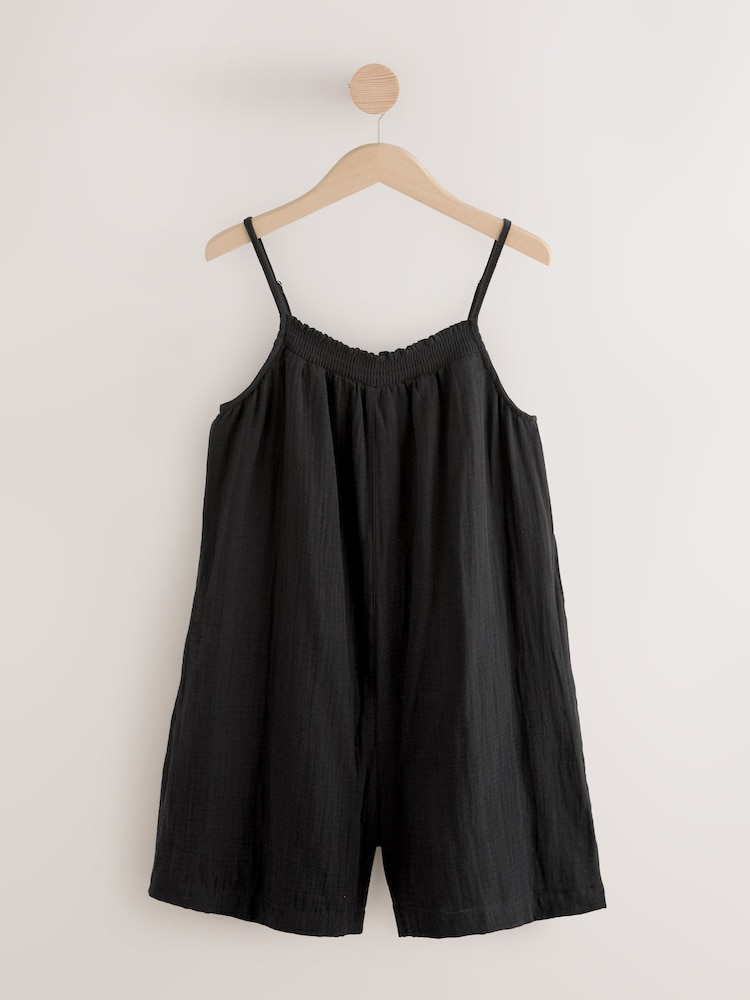 Black Double Cloth Playsuit - Image 1 of 2