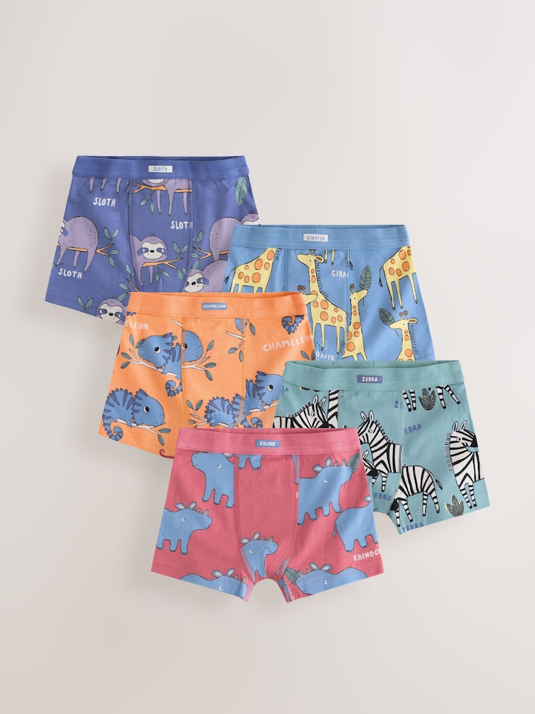 Safari Animals Soft Waistband Trunks 5 Pack (1.5-16yrs) - Image 1 of 9 Safari Animals Soft Waistband Trunks 5 Pack (1.5-16yrs) - Image 1 of 9