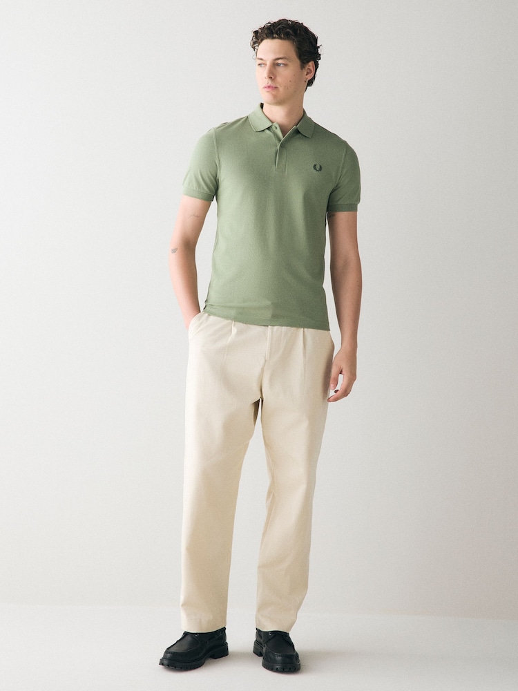 Zelena/bela - Enobarvna polo srajca Fred Perry - Slika 2 iz 6