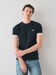 Синий - Fred Perry футболка в полоску с манжетами - Image 1 of 6
