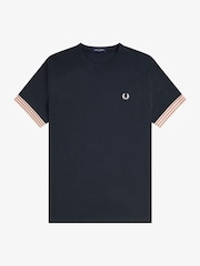 Синий - Fred Perry футболка в полоску с манжетами - Image 5 of 6