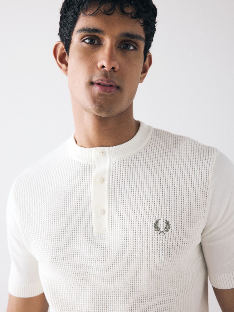 Fred Perry Waffle Henley T-Shirt - Image 5 of 7