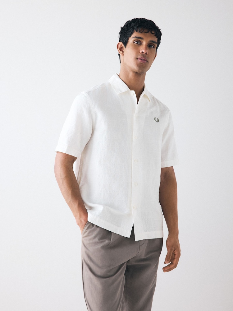 Fred Perry Jacquard Linen Blend Shirt - Image 1 of 6