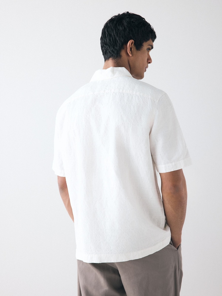 Fred Perry Jacquard Linen Blend Shirt - Image 3 of 6