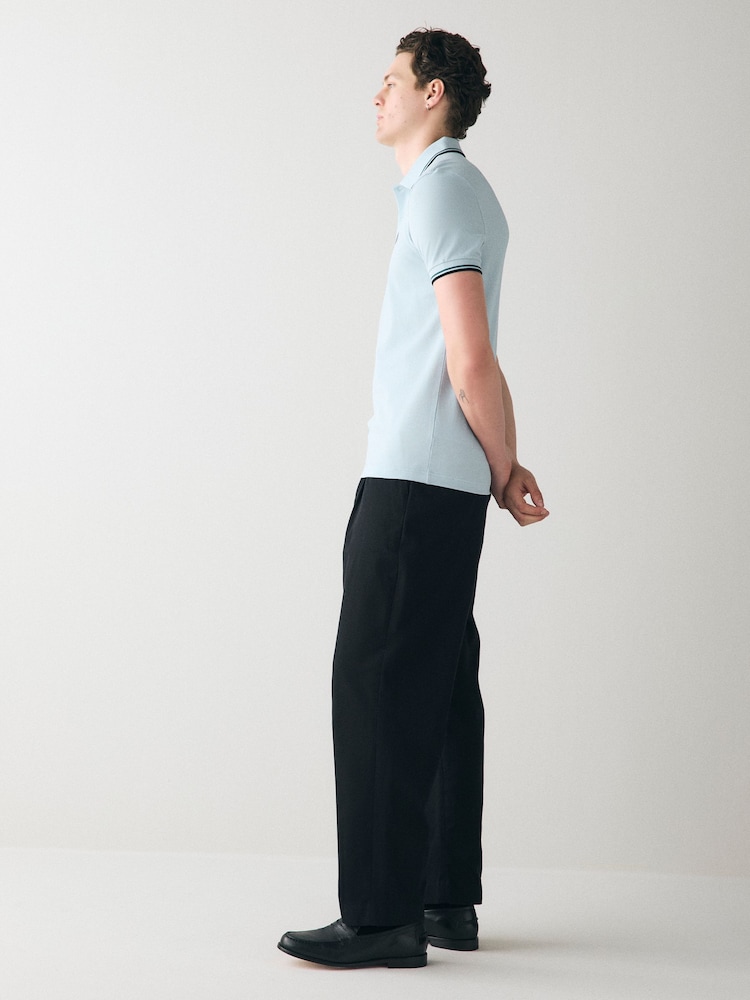 Hemelsblauw - Fred Perry polo met tweekleurig gestreept randje - Image 3 of 8