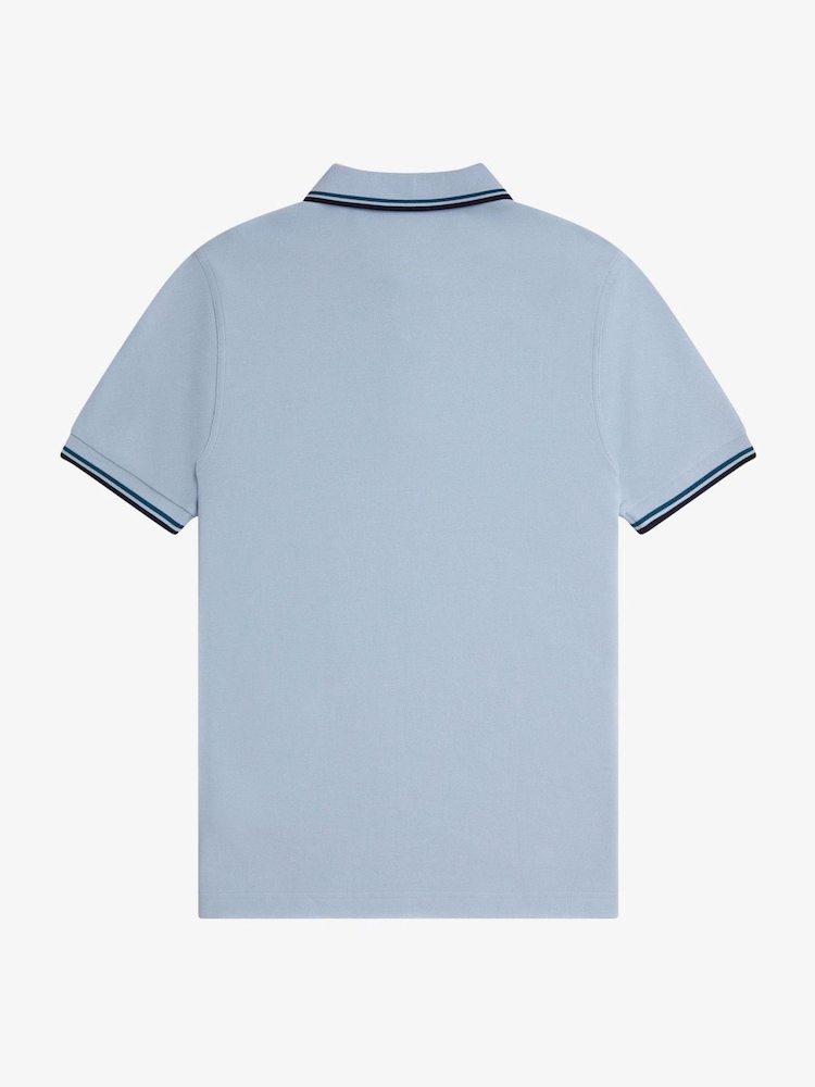 Hemelsblauw - Fred Perry polo met tweekleurig gestreept randje - Image 7 of 8