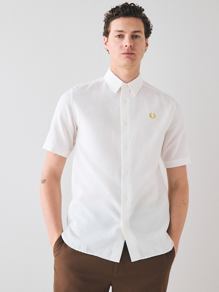Белый - Фактурная рубашка из ткани сирсакер Fred Perry - Image 1 of 6