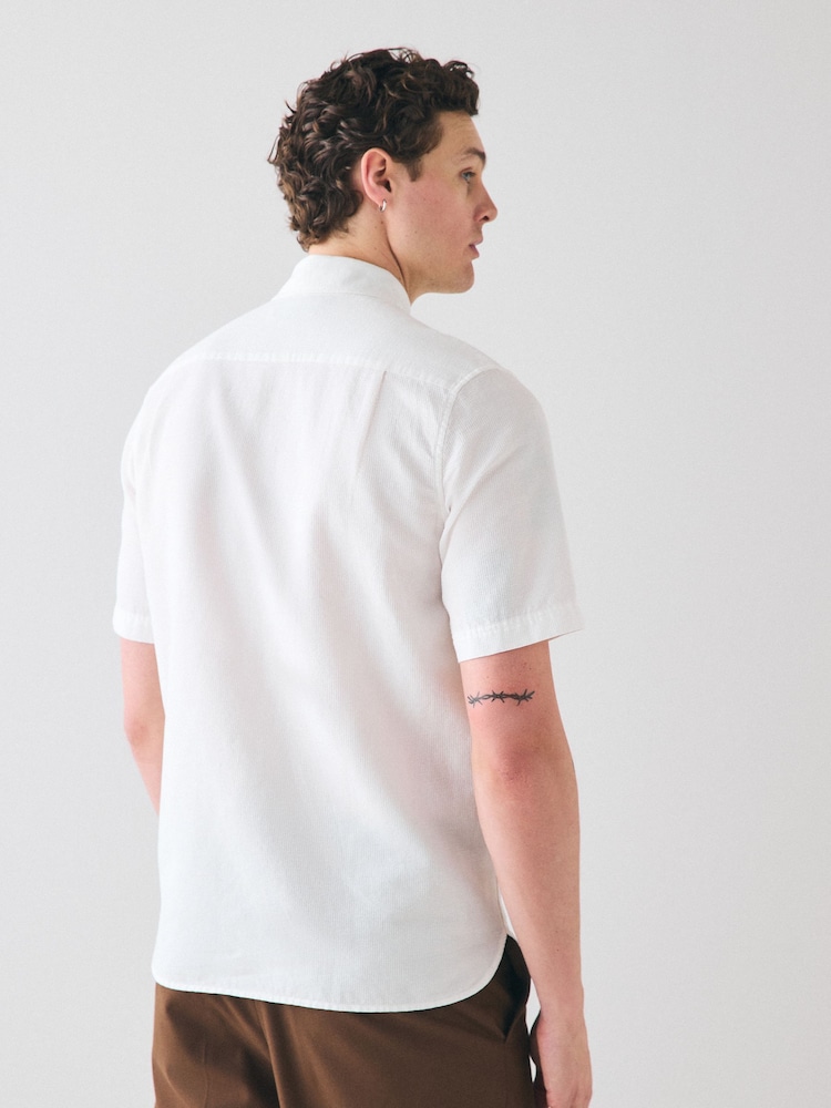 Белый - Фактурная рубашка из ткани сирсакер Fred Perry - Image 2 of 6
