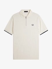 Fred Perry Crepe Pique Zip Neck Polo Shirt - Image 2 of 3