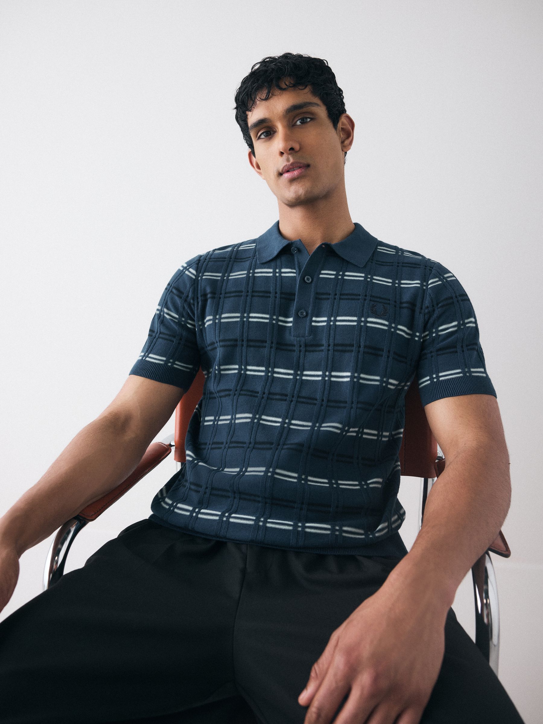 Buy Fred Perry Striped Rib Knitted Polo shirt from the Next UK