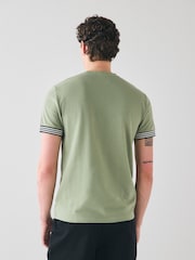 Темно-зеленый - Fred Perry футболка в полоску с манжетами - Image 2 of 6
