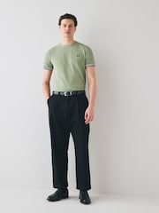 Темно-зеленый - Fred Perry футболка в полоску с манжетами - Image 4 of 6