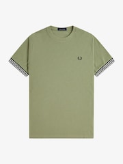 Темно-зеленый - Fred Perry футболка в полоску с манжетами - Image 5 of 6