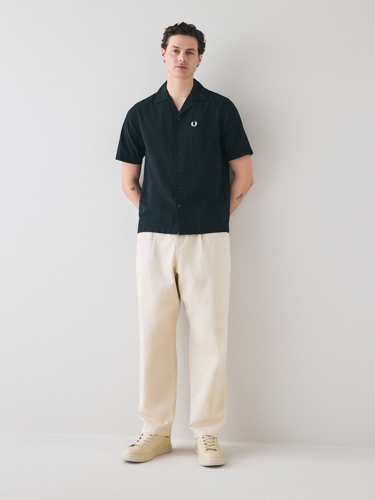 Fred Perry Crepe Textured Short Sleeve Resort Shirt - Image 2 of 6 Fred Perry Crepe Textured Short Sleeve Resort Shirt - Image 2 of 6