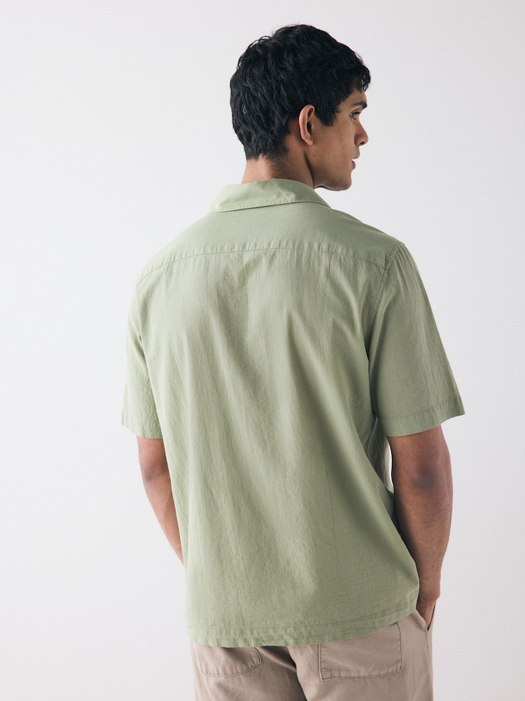 Зеленый - Fred Perry Crepe Textured Short Sleeve Resort Shirt - Image 2 of 6