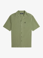 Зеленый - Fred Perry Crepe Textured Short Sleeve Resort Shirt - Image 5 of 6