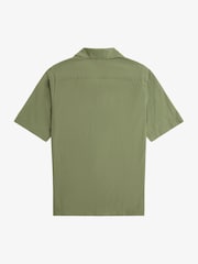 Зеленый - Fred Perry Crepe Textured Short Sleeve Resort Shirt - Image 6 of 6