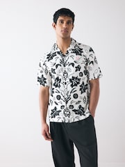 Fred Perry Botanical Print Revere Collar Shirt - Image 1 of 6
