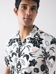 Fred Perry Botanical Print Revere Collar Shirt - Image 4 of 6