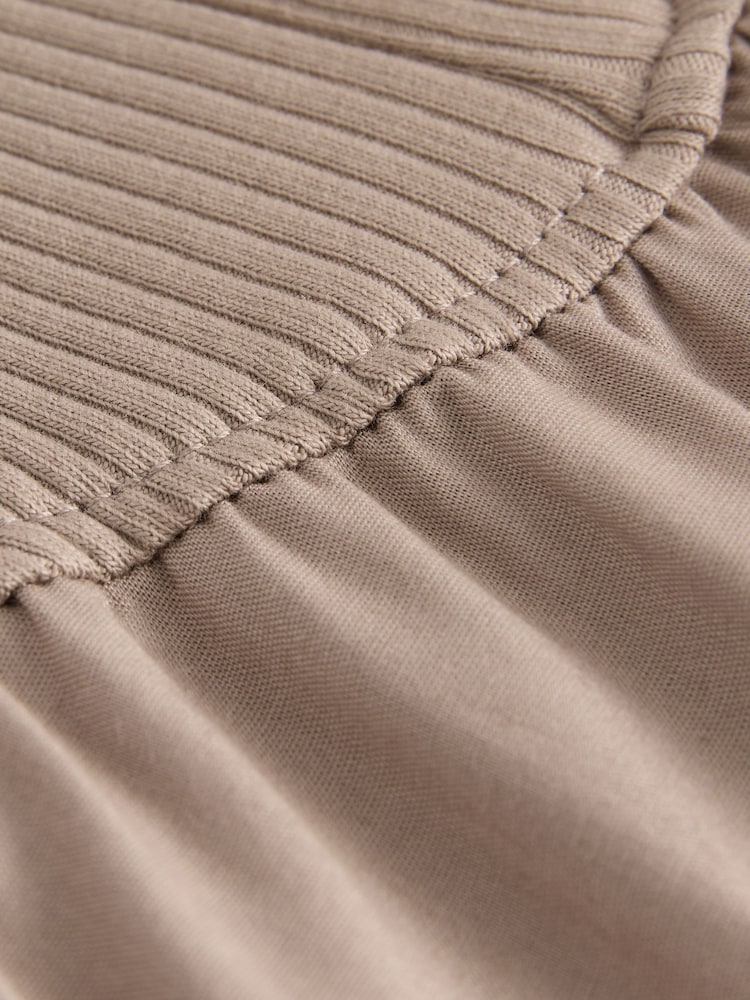 Stone Woven Jersey Mix Sleeveless Racer Ribbed Midi Dress - Image 5 of 6